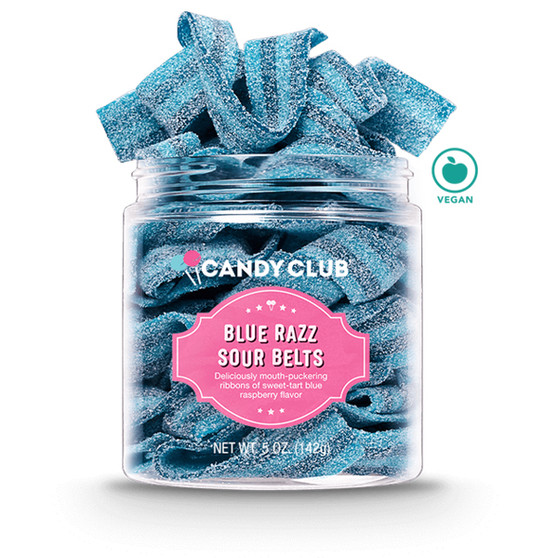 Candy Club Blue Razz Raspberry Sour Belts - 5oz - 6ct