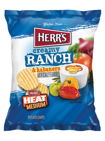 Herr's Creamy Ranch & Habanero Ripple Potato Chips - 2.5 Ounce Bags - 12ct Box