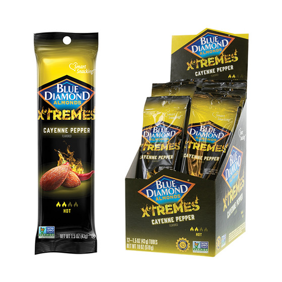 Blue Diamond Xtremes Almonds - Cayenne Pepper - 12ct Display