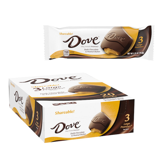 Dove Dark Chocolate and Peanut Butter Promises - Shareable Size - 20ct Display Box