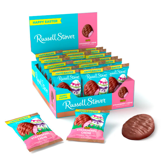 Russell Stover Eggs - Strawberry Cream and Milk Chocolate - 18ct Display Box