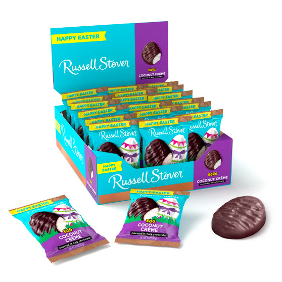 Russell Stover Easter Eggs - Coconut Cream Dark Chocolate - 18ct Display Box