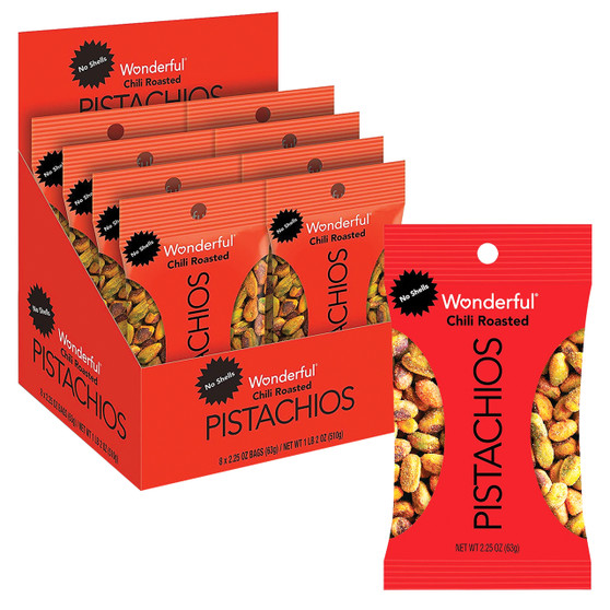 Wonderful No Shell Pistachios - Chili Roasted - 8ct Display