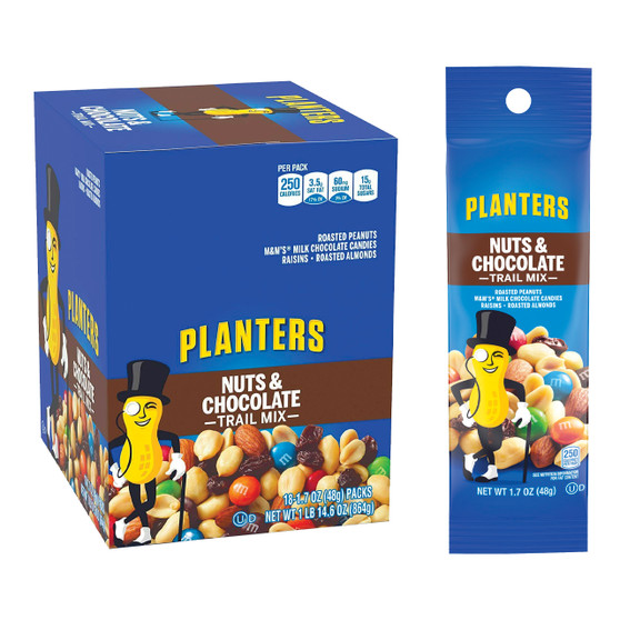 Planters Nuts And Chocolate Trail Mix - 18ct Display Box