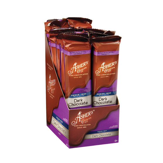 Asher's Chocolate Co. - Sugar Free - Dark Chocolate - 1.62 Ounce Bars - 12ct Box