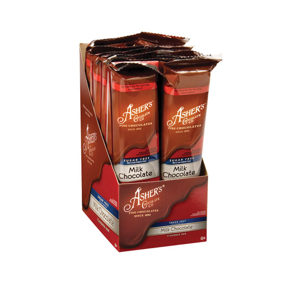Asher's Chocolate Co. - Sugar Free - Milk Chocolate - 1.62 Ounce Bars - 12ct Box