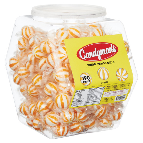 Candyman's Jumbo Mango Candy Balls - Bulk Display Tub - 190ct