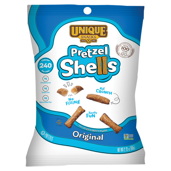 Unique Snacks Original Pretzel Shells - 2.12 Ounce Bags - 6ct Box