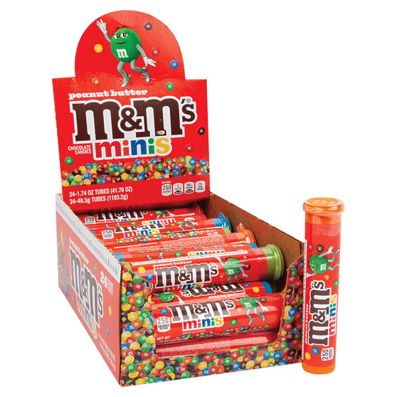 Peanut Butter M&M's Mini Candy Mega Tube - 24ct Box