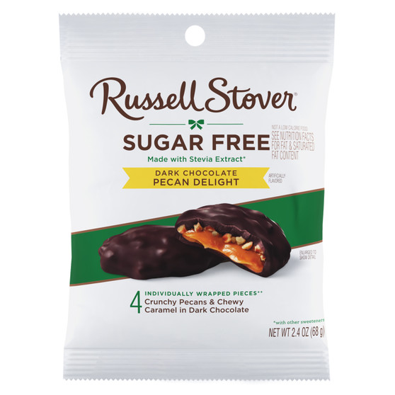 Russell Stover Sugar-Free Candy - Dark Pecan Delights - 2.4 Ounce Bags - 10ct Box