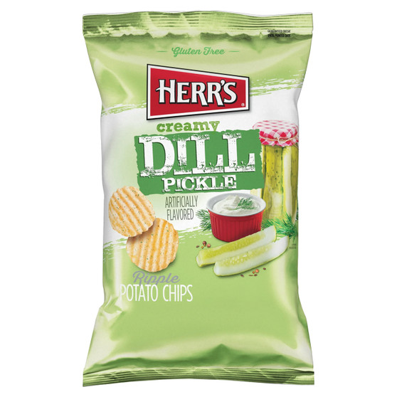 Herr's Dill Pickle Ripple Potato Chips - 2.5 Ounce Bags - 12ct Box