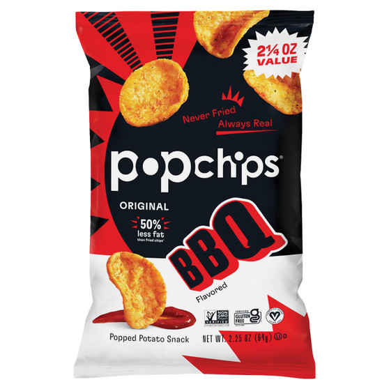 Popchips Popped Potato Snack - BBQ - 2.25 Ounce Bags - 8ct Display Box