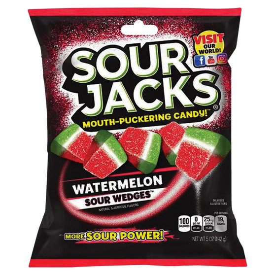 Sour Jacks Sour Wedges - Watermelon - 5oz Bag - 12ct Box
