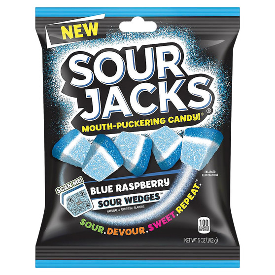 Sour Jacks Sour Wedges - Blue Raspberry - 5oz Bag - 12ct Box