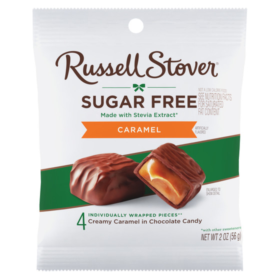 Russell Stover Sugar-Free Milk Chocolate Caramels – 2oz Bags (10ct Box)