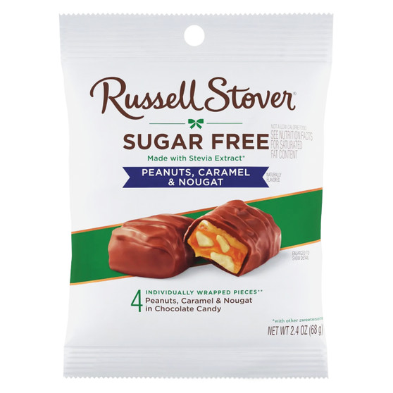 Russell Stover Sugar-Free Peanut Caramel & Nougat – 2.4oz Bags (10ct Box)
