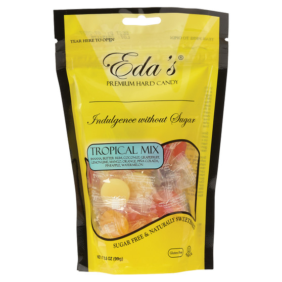 Eda's Sugarfree Premium Hard Candy - Tropical Mix - 3.5 Ounce Bags - 12ct