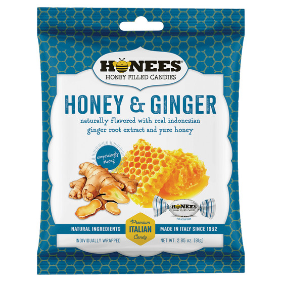 Honees Honey Filled Candies - Honey & Ginger - 12ct
