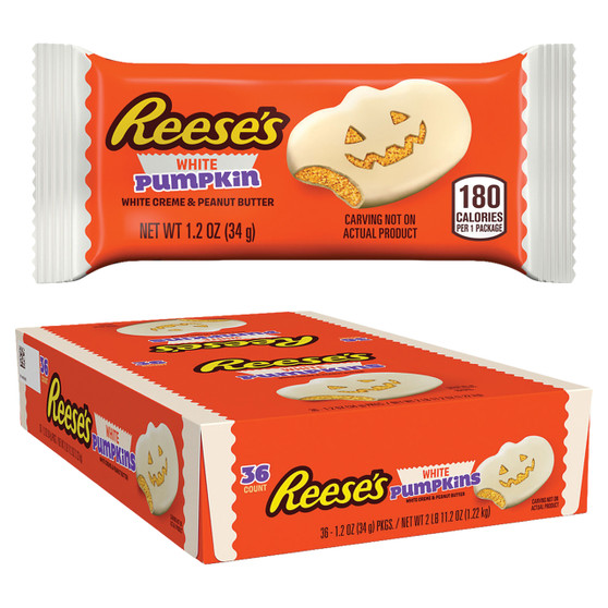 Reese's White Creme & Peanut Butter Pumpkin Candy - 36ct Display Box
