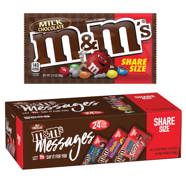  M&M'S Milk Chocolate Candy Sharing Size 3.14 Ounce (Pack of  24) Box : Giant Pack Of M M Candy : Grocery & Gourmet Food