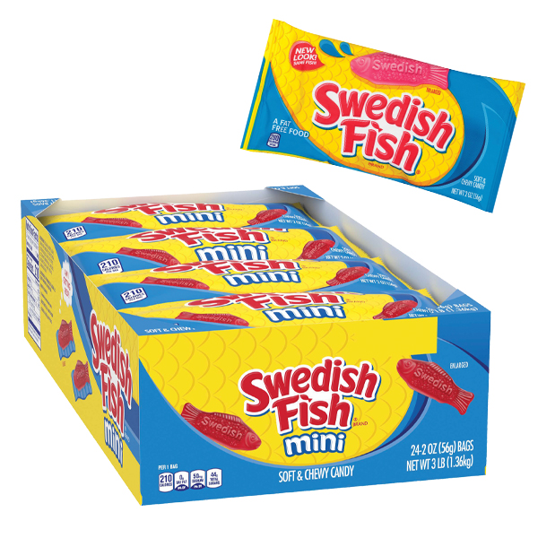 Cadbury Adams Swedish Fish Candy, Soft & Chewy - 24 pack, 2 oz each