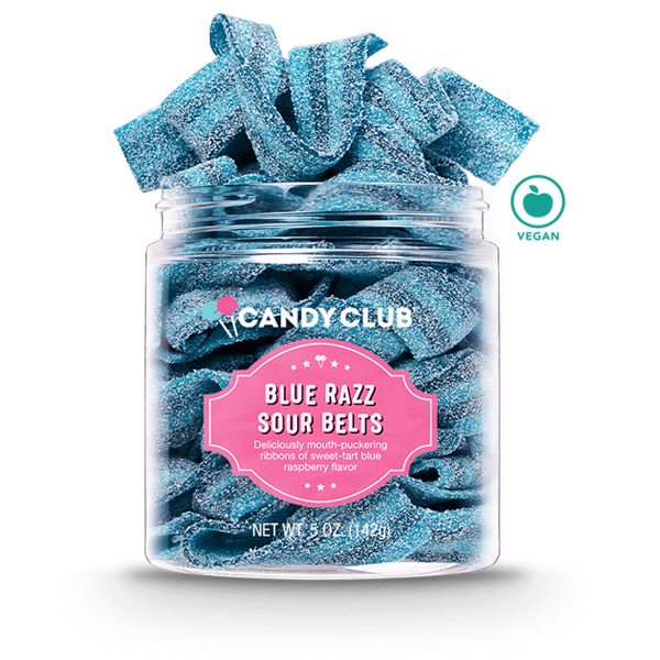 Candy Club Blue Razz Raspberry Sour Belts 5oz 6ct