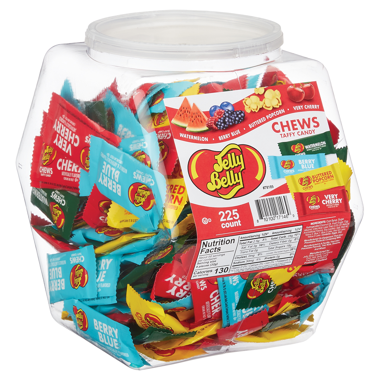 Jelly Belly Chews Taffy Candy Bulk Display Tub 225ct