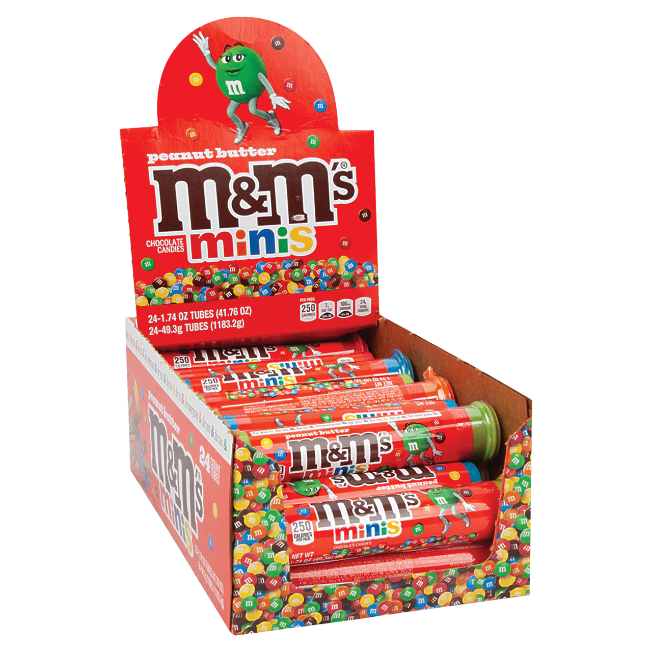 Peanut Butter M&M's Mini Candy Mega Tube - 24ct Box