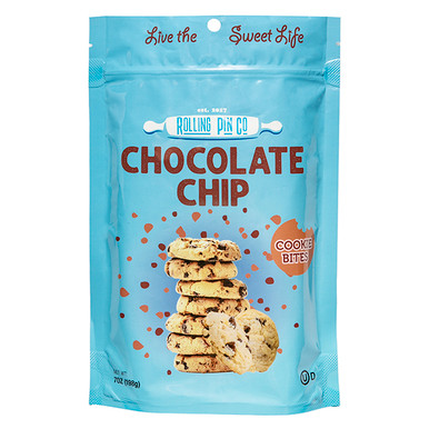 Rolling Pin Co Cookie Bites - Chocolate Chip - 7 Ounce Bags - 8ct Box