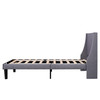 Single Bed Soft Linen Grey 3FT Upholstered Bed with Winged Headboard, Wood Slat Support