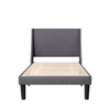 Single Bed Soft Linen Grey 3FT Upholstered Bed with Winged Headboard, Wood Slat Support