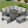Abrihome 7 Seater Dining Set with  Fire Pit Table