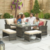 Abrihome 7 Seater Dining Set with  Fire Pit Table