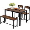 Abrihome Dining Table and Chairs, Bench Set Industrial Style Retro Kitchen Dining Table Set