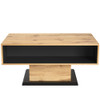 Abrihome Wood Grain Coffee Table With A Handleless Drawer, A Storage Compartment and Rear Storage Compartment, Double-sided Storage
