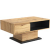 Abrihome Wood Grain Coffee Table With A Handleless Drawer, A Storage Compartment and Rear Storage Compartment, Double-sided Storage