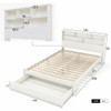 Details of Abrihome Bed with Shelves, White Wooden Storage Bed, Underbed Drawer