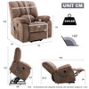 Abrihome Electric Power Lift Recliner Chair Sofa with Massage and Heat for Elderly 2 Side Pockets USB Ports Single Recliner Chairs for Living Room Overstuffed Fabric Reclining