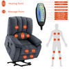 Abrihome Electric Power Lift Recliner Chair Sofa with Massage and Heat for Elderly 2 Side Pockets USB Ports Single Recliner Chairs for Living Room Overstuffed Fabric Reclining