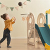 Abrihome 4-in-1 Kids Slide Set including Bus, Slide, Activity Ladder, Basketball Hoop and Matching Basketball