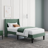 Details of Abrihome Single Bed Velvet Dark Green 3FT Upholstered Bed with Winged Headboard