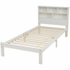 Details of Abrihome Bed with Shelves, White Wooden Storage Bed
