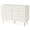 Sideboard Cabinet for Living Room, Chest of Drawers with 6 drawers, Cream White, 40D x 120W x 85H CM