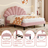 This bed frame combines soft suede, adjustable petal back and sturdy wooden frame for easy cleaning