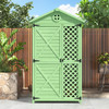 Weatherproof outdoor storage shed made of durable fir wood with ample shelving and easy assembly.