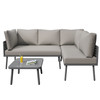 1 x L-Shaped Sofa
2 x Single Sofas
1 x Glass Coffee Table