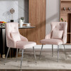 Modern and elegant with luxurious velvet fabric and decorative button details.