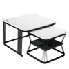 A set of 2 tables: one large coffee table (6565 cm) and one small coffee table (4545 cm).