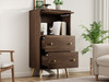 Breathable rattan storage sideboard with drawers and flip door.