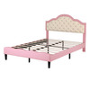 Includes upholstered bed frame, adjustable headboard, wooden slats, and assembly tools.